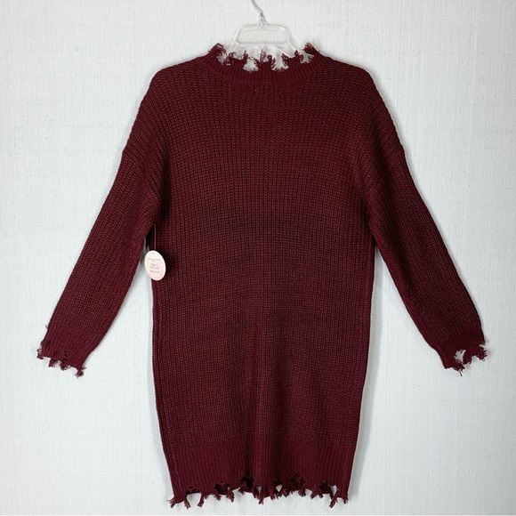 Full Circle Trends~NWT~Long Sleeve Cable Knit Frayed Edge Sweater Dress~Sz 1X - Picture 7 of 14